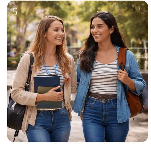 Estudiantes compartiendo una experiencia positiva en el campus
